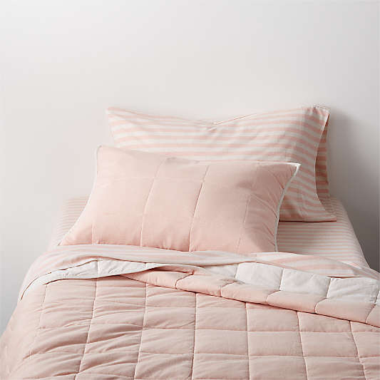 Comfy Tee Pink Stripe Organic Cotton Jersey Kids Queen Sheet Set