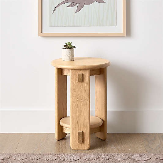 Rowan 15" Natural Wood Round Nursery Side Table