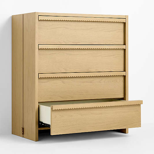 Raya 36" Natural Oak Wood 4-Drawer Kids Dresser