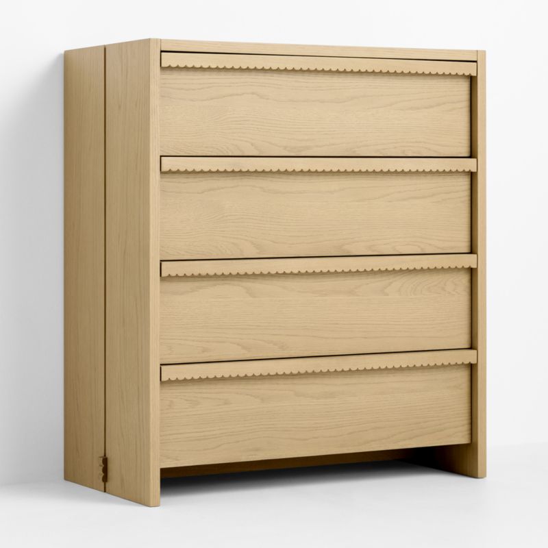Raya 36" Natural Oak Wood 4-Drawer Kids Dresser - image 2 of 6