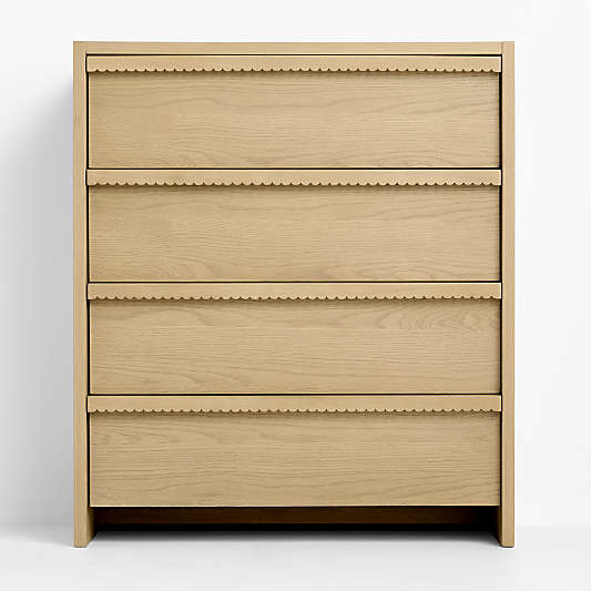 Raya 36" Natural Oak Wood 4-Drawer Kids Dresser