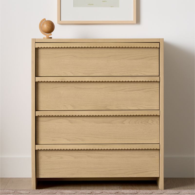 Raya 36" Natural Oak Wood 4-Drawer Kids Dresser - image 1 of 6