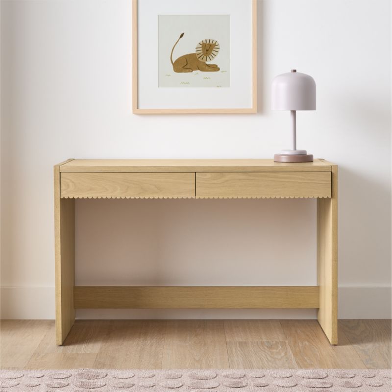 Raya 47" Natural Oak Wood 2-Drawer Wide Kids Desk - image 2 of 9
