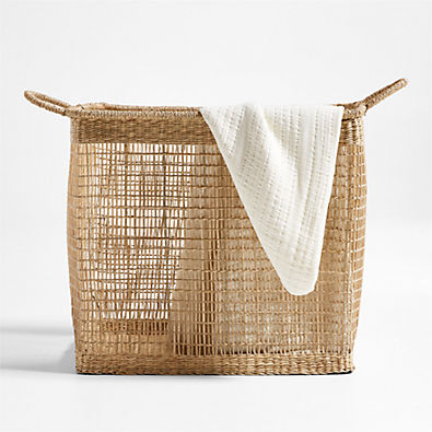 View Rybak Large Rectangular Woven Decorative Blanket Basket details