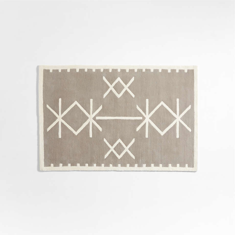 Ryka Responsibly Sourced Wool Grey Geometric Rug 4x6 Crate & Kids