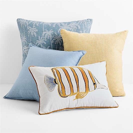Royal Angelfish Bunbury Blue and Surya Yellow Outdoor Throw Pillow Arrangement