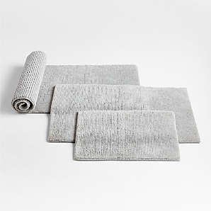 Lavish Home 100% Cotton Reversible Long Bath Rug - Silver - 24x60