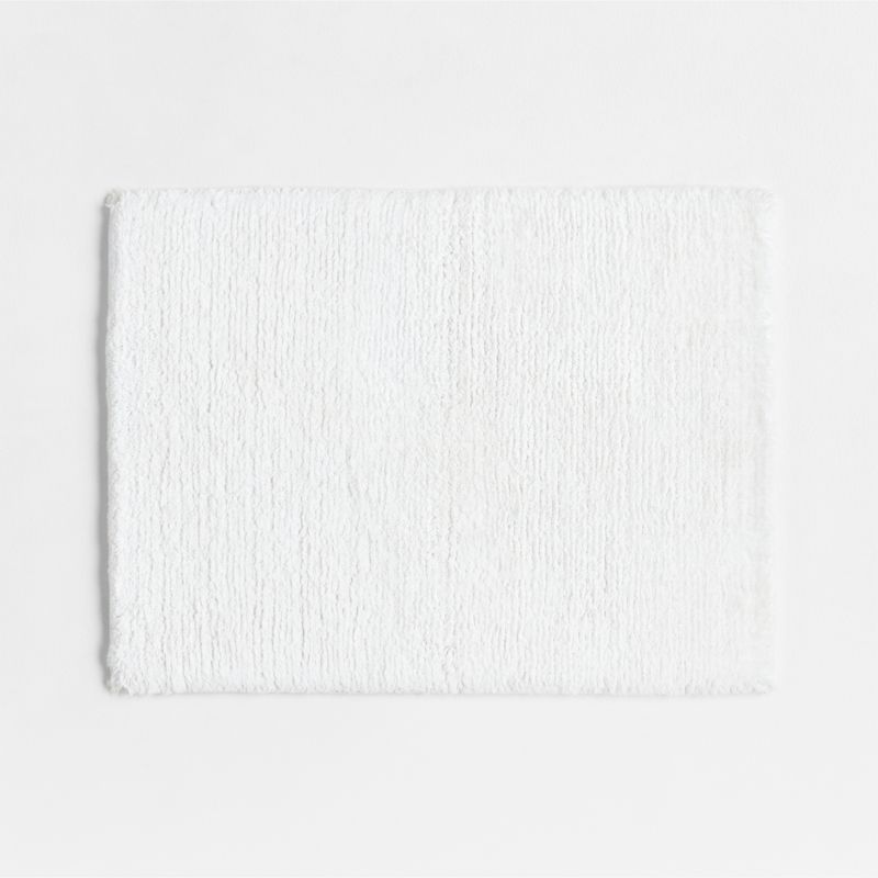 Raffee White Fluffy Cotton Bath Mat