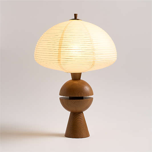 Ryokan Wood Table Lamp with Paper Shade 28"
