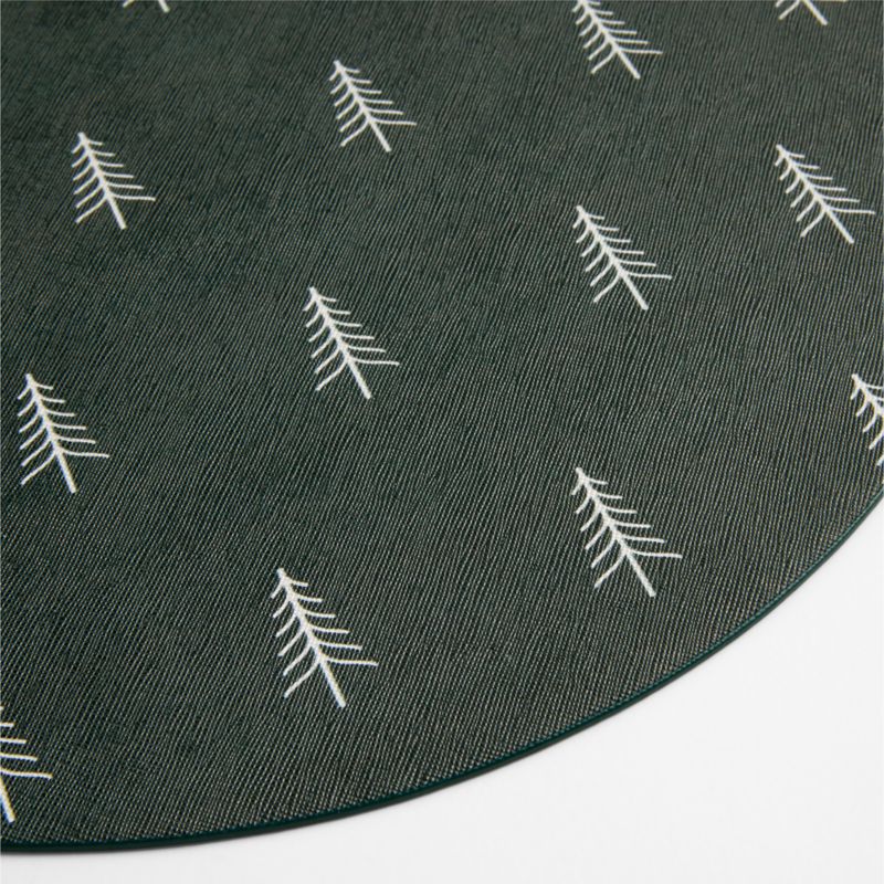 Rizzo Nordic Trees Green Easy Care Faux Leather Reversible Round Placemat - image 2 of 3