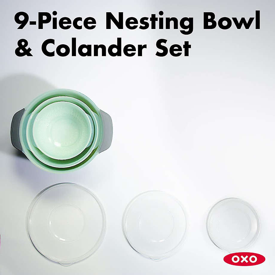 OXO 9-Piece Nesting Bowls, Colanders and Lids Set + Reviews, Crate &  Barrel