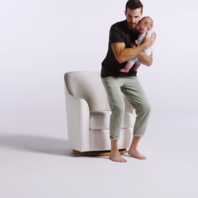 Play Lyric Natural Curved Nursery Swivel Nursery Glider Chair - video 1 of 1
