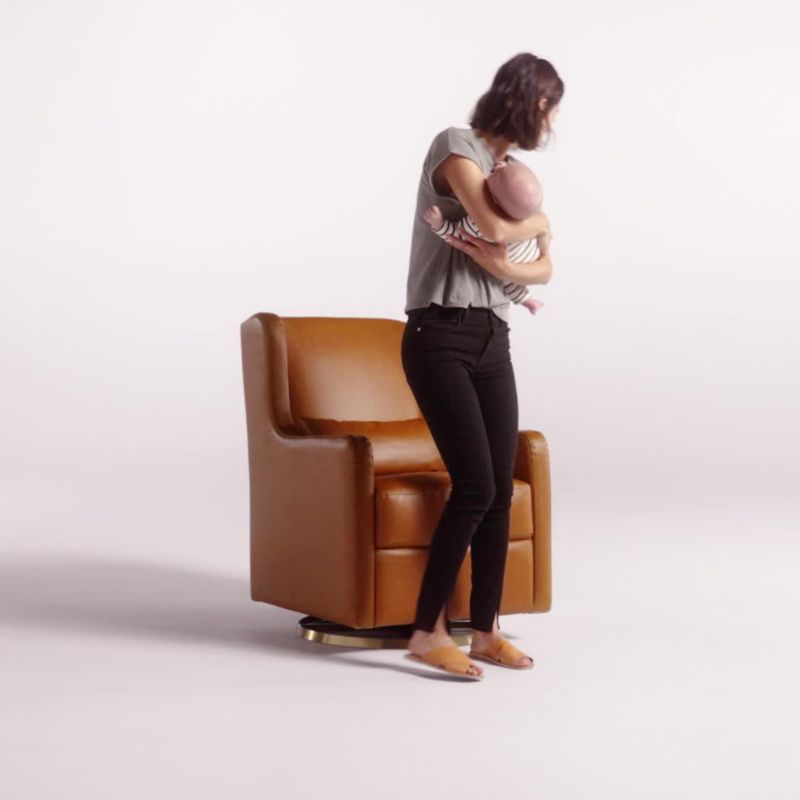 Play Wally Tan Vegan Leather Nursery Glider Chair - video 1 of 1