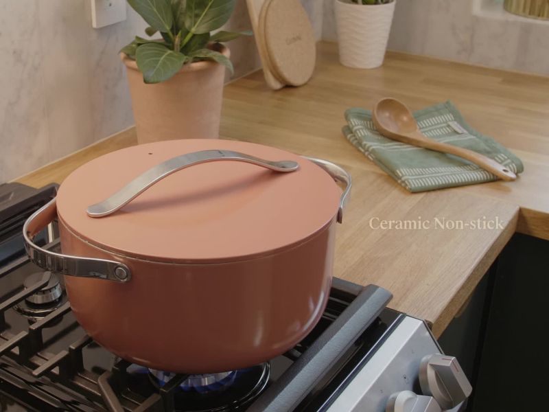 Play Caraway Cream Non-Stick Ceramic 6.5-Qt. Dutch Oven with Gold Hardware - video 2 of 2