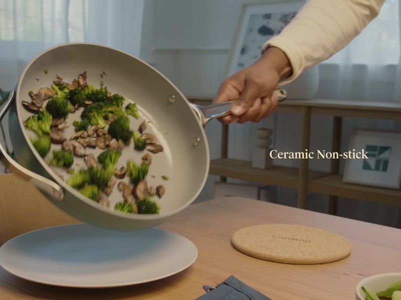 Play Caraway Cream Non-Stick Ceramic Saute Pan with Gold Hardware - video 2 of 2