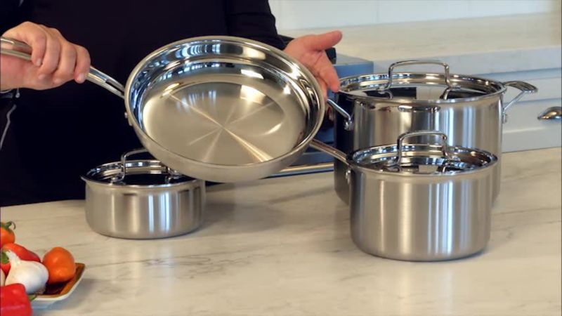 Play Cuisinart ® MultiClad Pro™ 7-piece Tri-Ply Stainless Steel Cookware Set - video 1 of 1