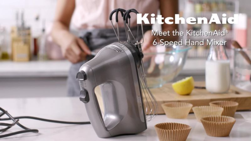 Play KitchenAid ® Contour Silver 6-Speed Hand Mixer with Flex Edge Beaters - video 1 of 1