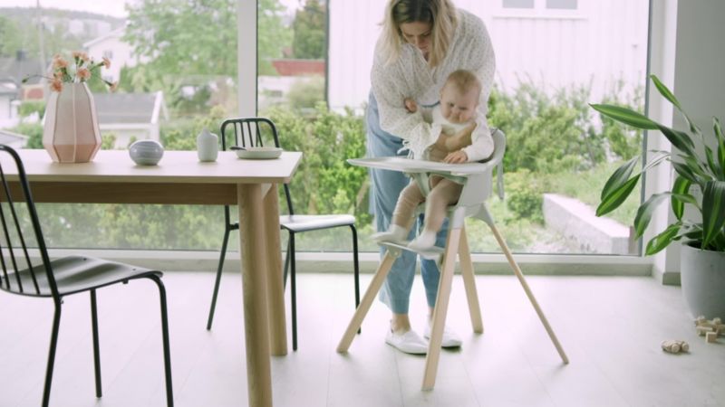 Play Stokke Clikk Grey Baby High Chair with Adjustable Footrest - video 2 of 2