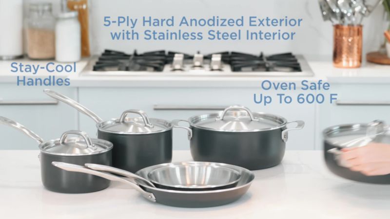 Play Viking ® 5-Ply Hard-Anodized 10-Piece Cookware Set with Stainless Steel Interiors - video 1 of 2