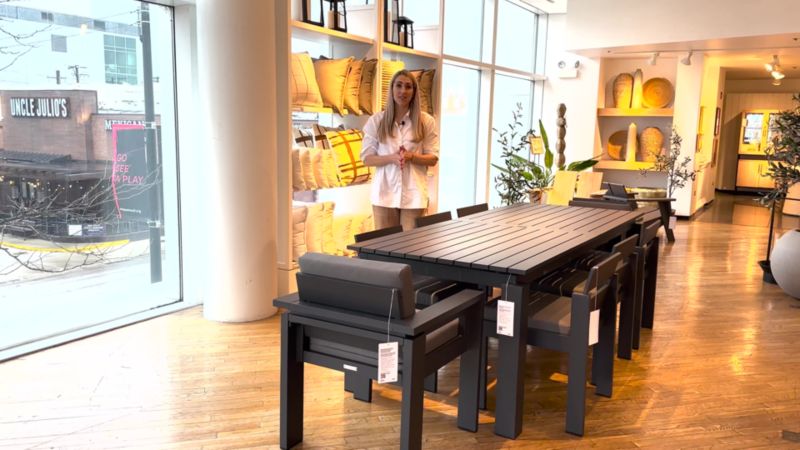 Play Walker 68" Metal Outdoor Dining Table - video 1 of 1