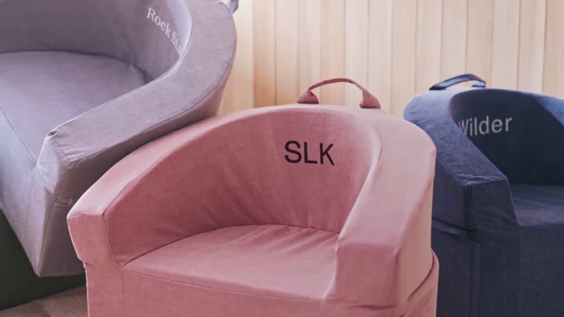 Play Large Lilac Mauve Kids Lounge Barrel Chair Cover - video 2 of 2