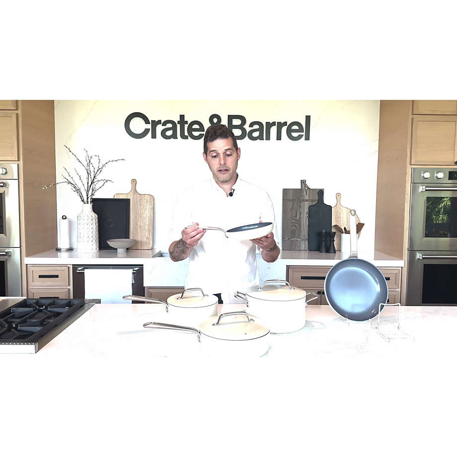 Crate & Barrel EvenCook Ceramic Denim Ceramic Nonstick 8-Piece Cookware Set  with Bonus + Reviews