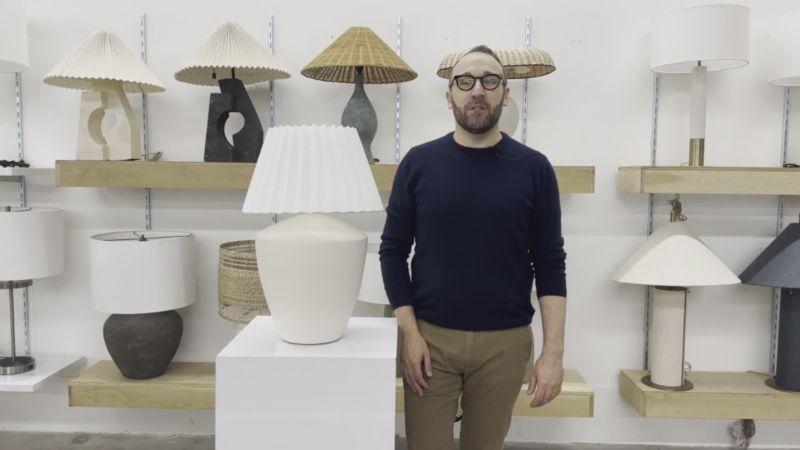 Play Holland Large White Ceramic Table Lamp with Pleated Tapered Shade - video 1 of 1