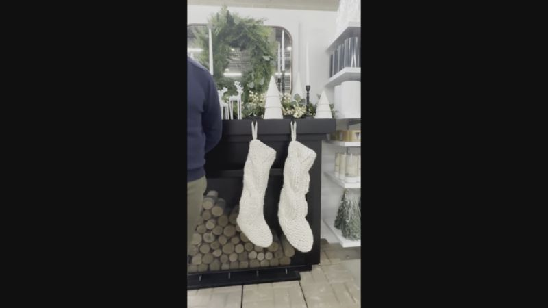 Play Ivory Cozy Knit Christmas Stocking - video 1 of 1