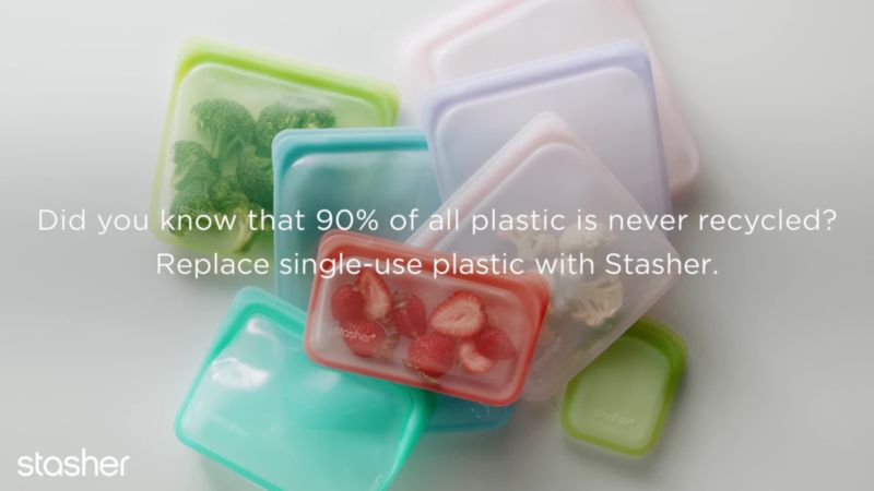 Play Stasher 3-Piece Clear Reusable Silicone Sandwich and Half-Gallon Bag Set - video 1 of 4