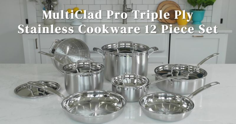 Play Cuisinart ® MultiClad Pro™ 12-Piece Tri-Ply Stainless Steel Cookware Set - video 2 of 2