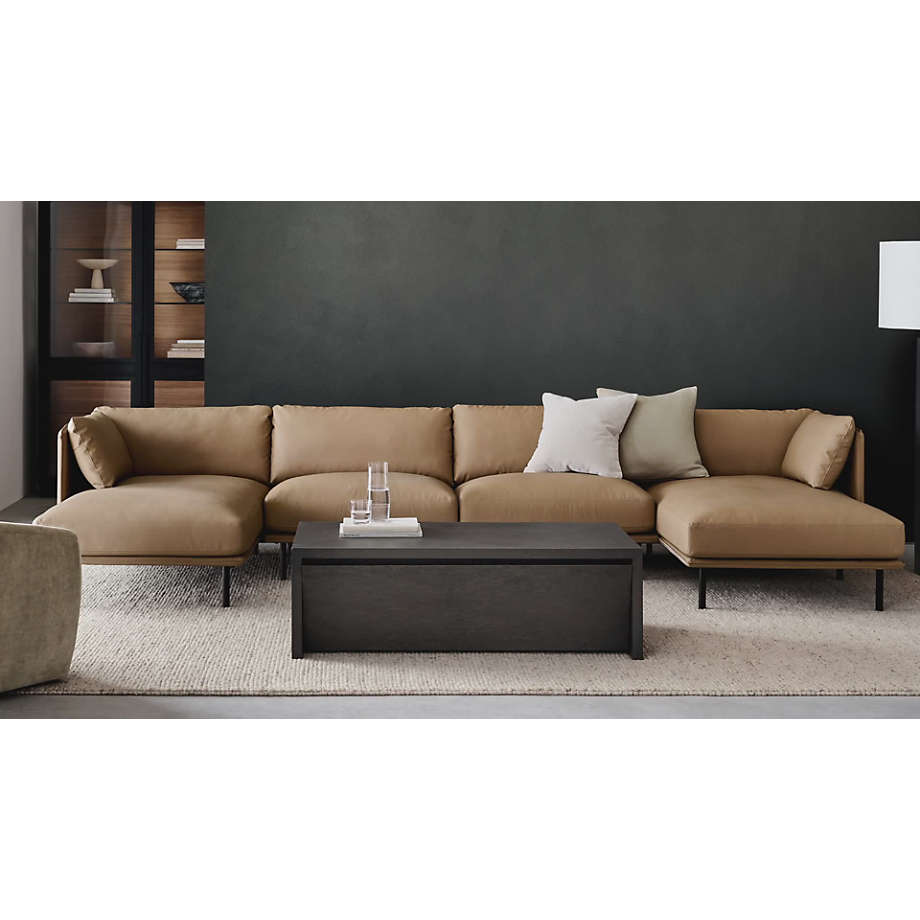 Wells Renew Vegan Leather 4 Piece Sectional Sofa Crate Barrel