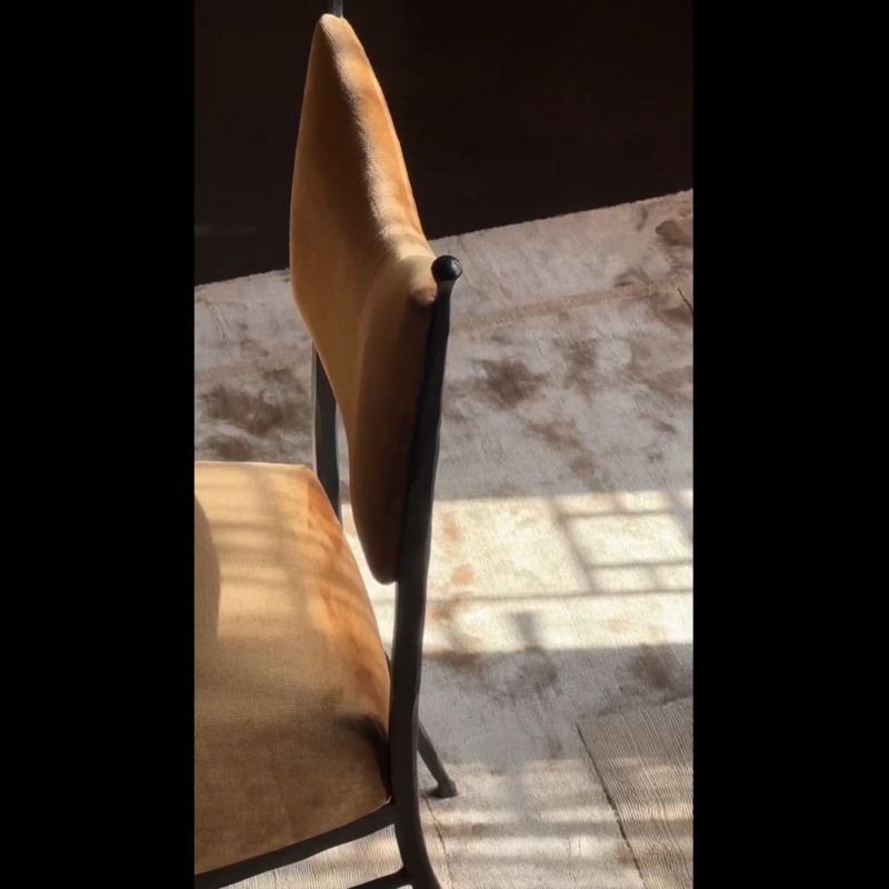 Rodin Ochre Velvet Dining Side Chair by Athena Calderone