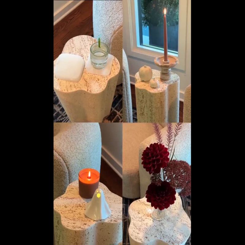 Play Fleur Tall Faux Travertine Resin Drink Table - video 2 of 2