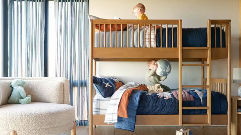 Hampshire Olive Green Wood Kids Twin Bunk Bed