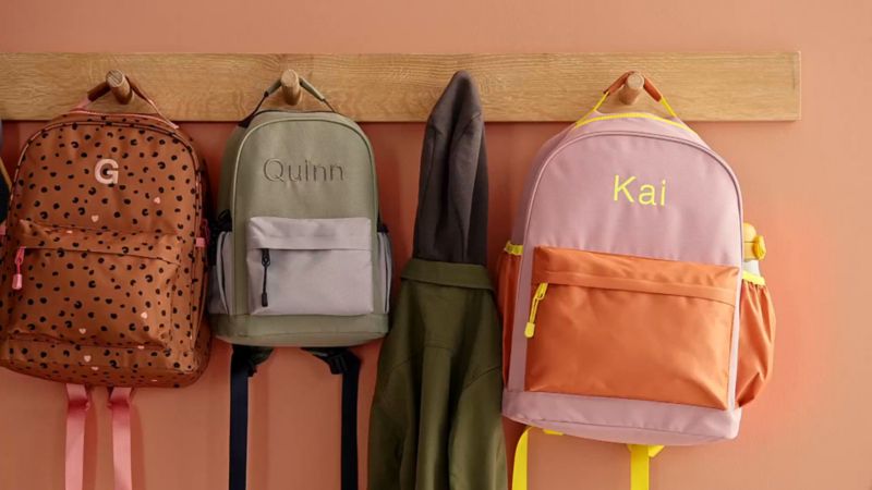 Colorblock Navy and Ochre Large Kids Backpack with Side Pockets