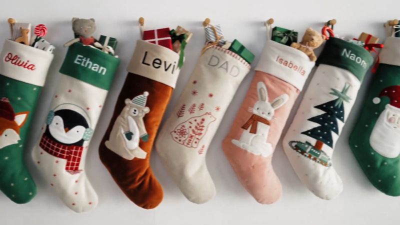 Play Wonderland Velvet Almond Brown Bear Kids Christmas Stocking - video 1 of 1