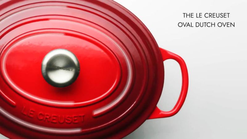 Play Le Creuset ® Signature Oval 6.75-Qt. Cerise Red Enameled Cast Iron Dutch Oven with Gold Knob - video 1 of 4