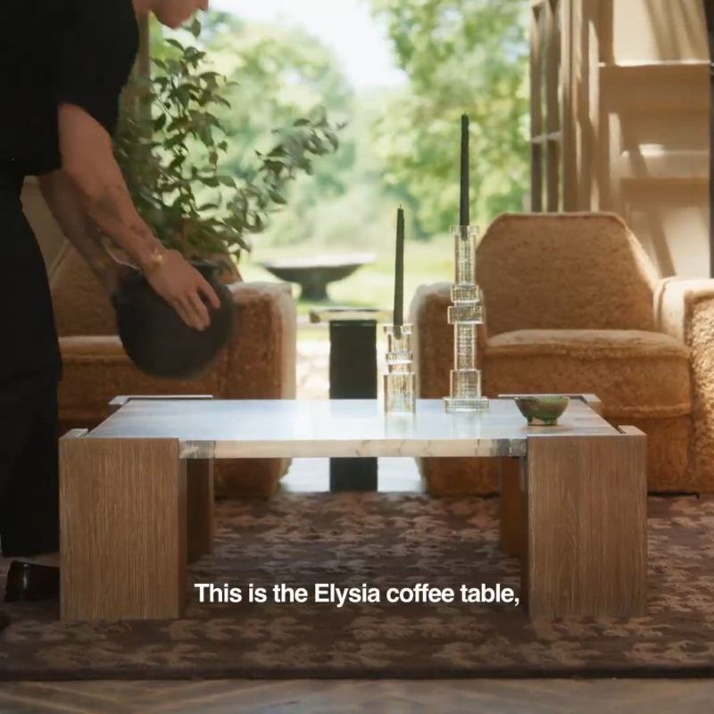 Play Elysia Marble and Oak 44.5" Square Coffee Table by Jeremiah Brent - video 1 of 1