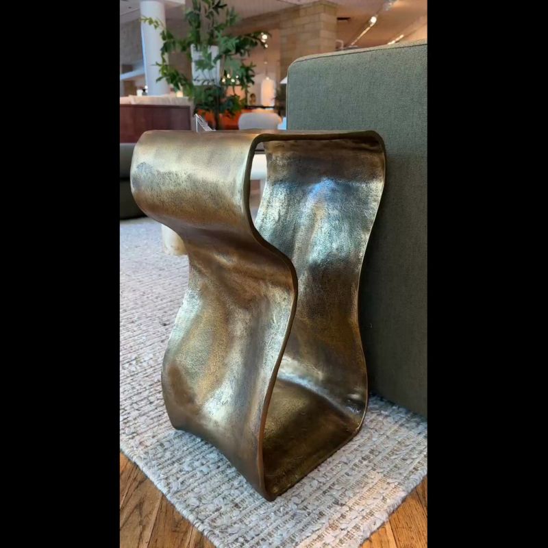 Play Expressionist Burnished Brass Cast Aluminum 12" Drink Table - video 1 of 1