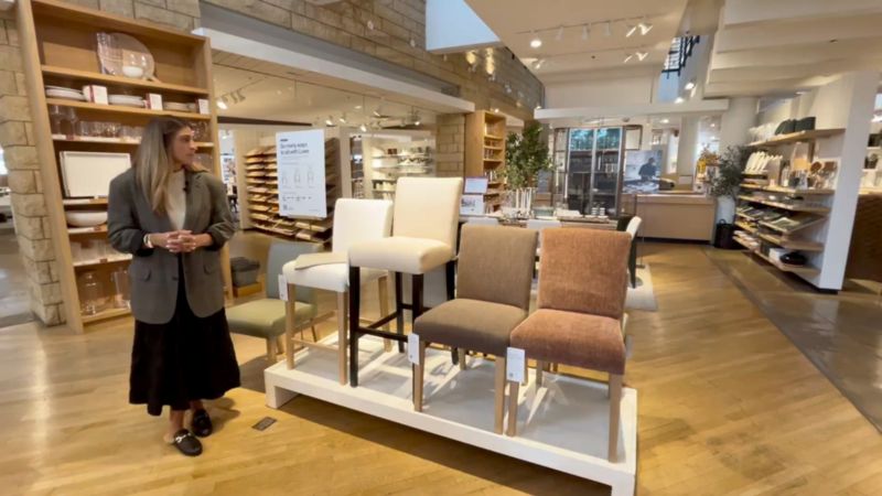 Play Lowe Taupe Upholstered Counter Stool with Natural Wood Legs - video 1 of 1