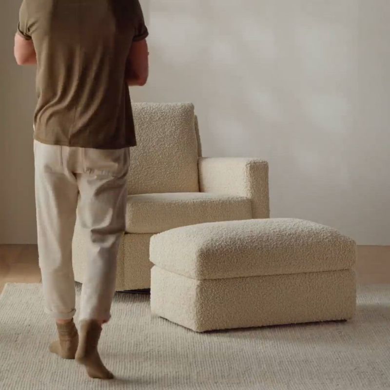Play Murray Beige Sherpa Nursery Swivel Glider Chair - video 1 of 1