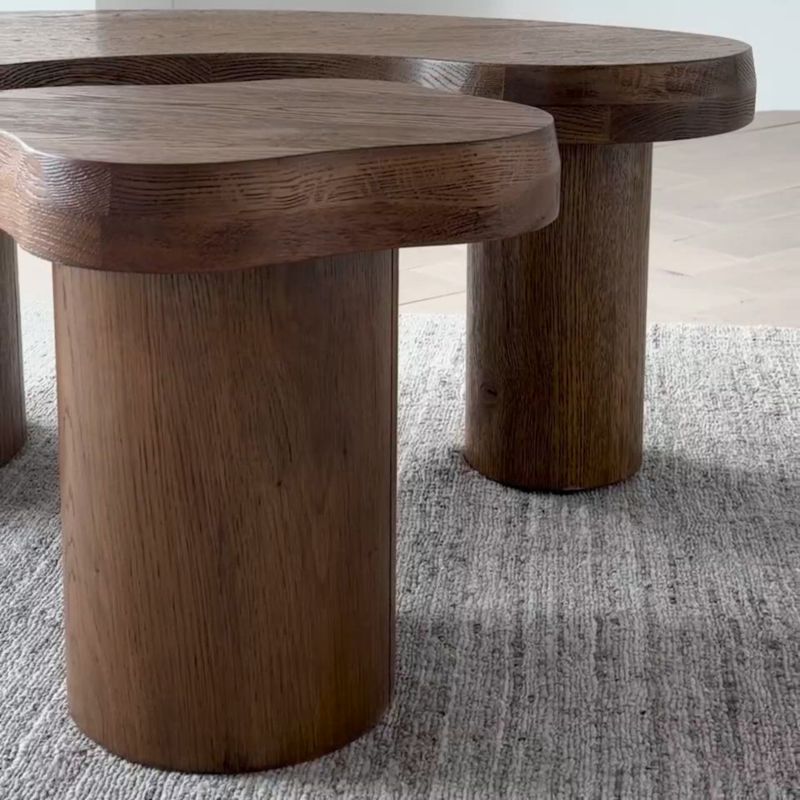 Play Augie Brown Oak Wood Nesting Coffee Tables by Jake Arnold - video 1 of 1