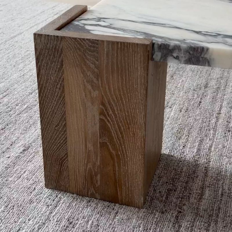 Play Elysia Marble and Oak Wood 45" Square Coffee Table by Jeremiah Brent - video 1 of 2