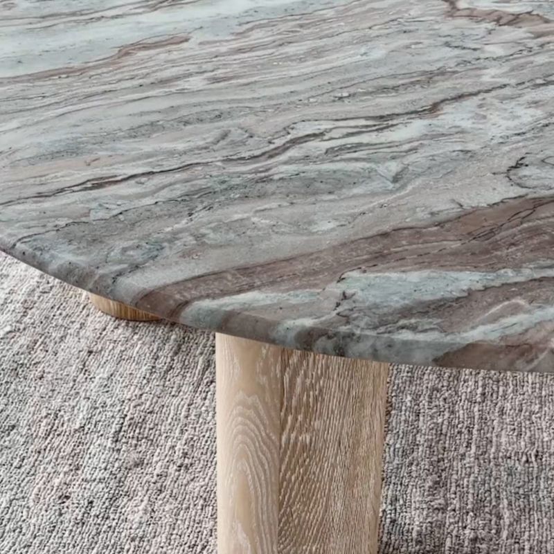Play Homage Marble and White Oak Wood 44" Round Coffee Table - video 1 of 1