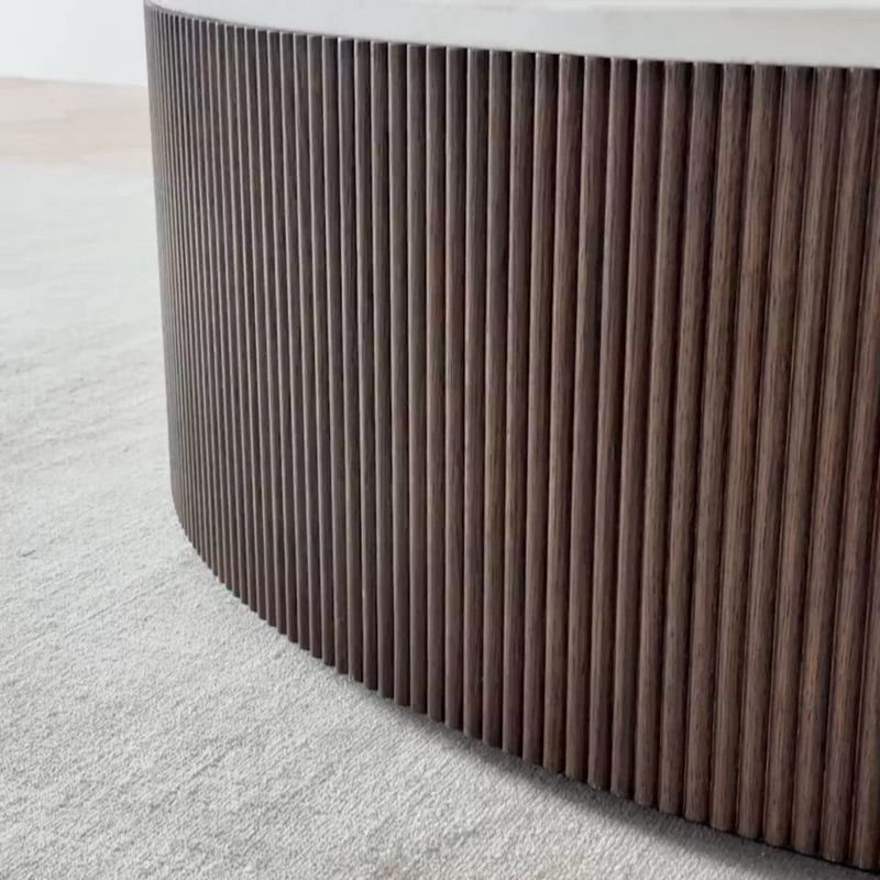 Play Troupe Marble and Oak Wood Ribbed 56" Round Coffee Table - video 1 of 1