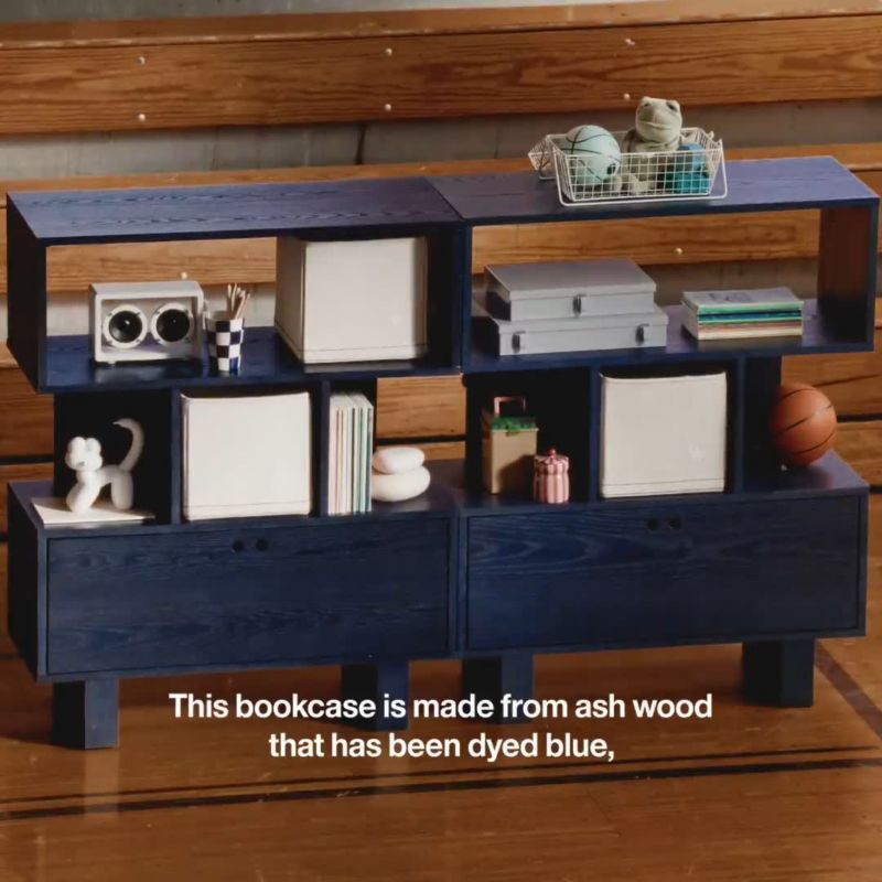 Play Converse Vent Whitewashed Ash and Dyed Navy Blue Wood Kids Bookcase Set with Drawer - video 1 of 1