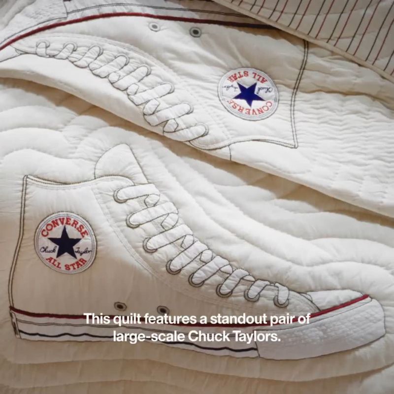 Play Converse Chuck Taylor Natural Undyed Organic Cotton Kids Twin Quilt - video 1 of 1
