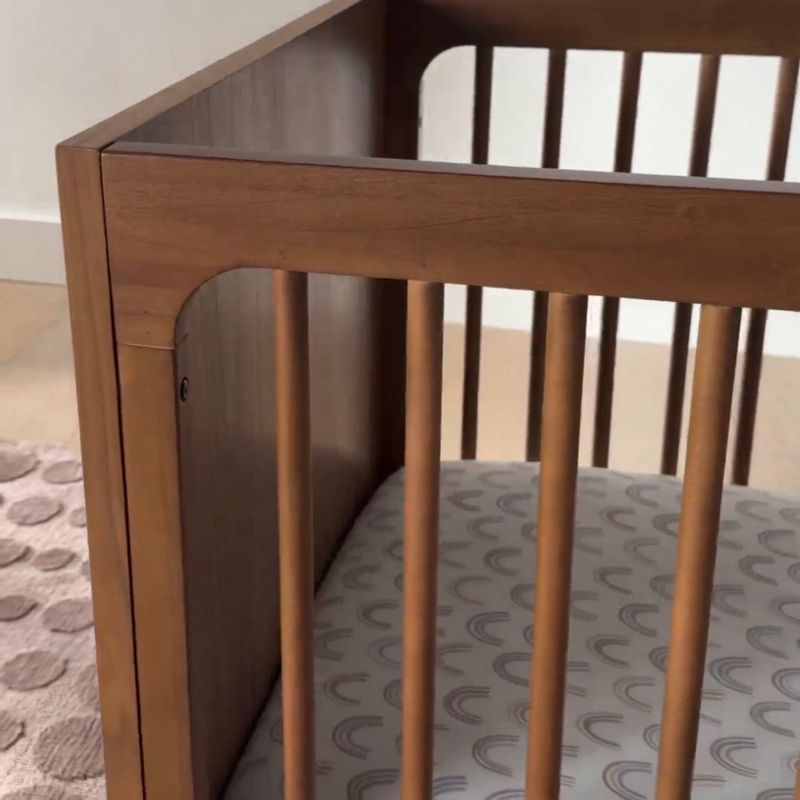 Play Emery Walnut Wood Convertible Baby Crib with Toddler Bed Rail - video 1 of 1