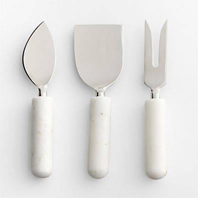 View Marble Handle Cheese Knives, Set of 3 details