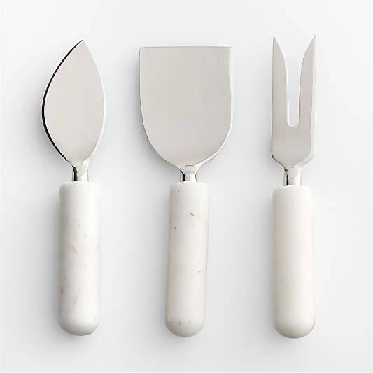 Marble Handle Cheese Knives, Set of 3